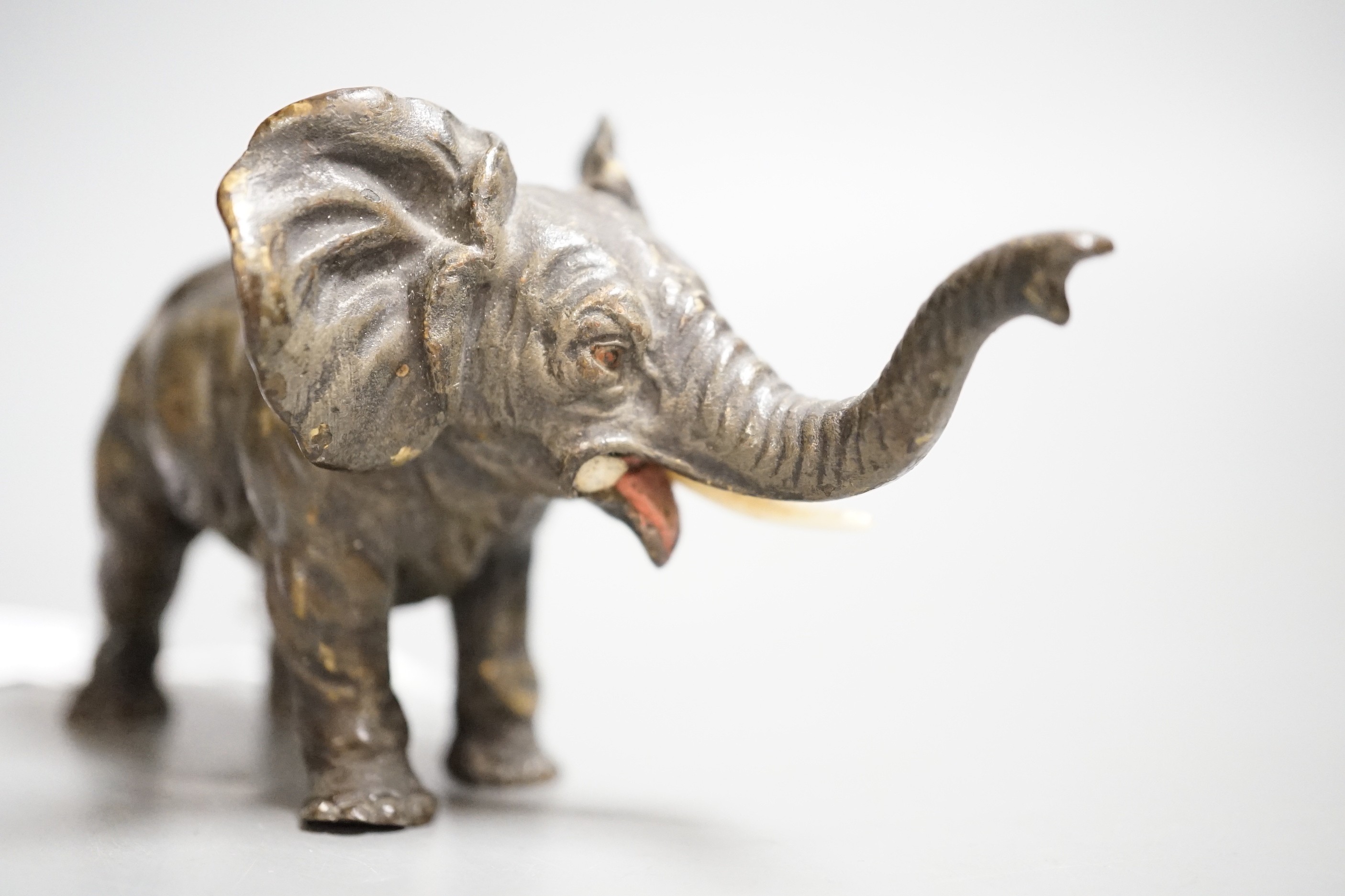 An Austrian cold painted model of an elephant. 11cm long.